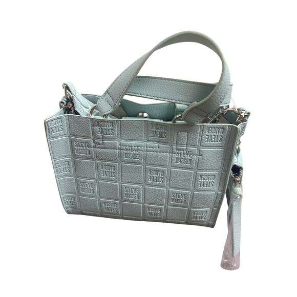 Steve Madden Blivona Small Tote Bag Mint Green Embossed Logo Satchel NWT $68 - Picture 3 of 9